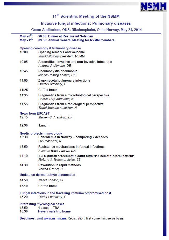 Programme for NSMM Oslo meeting 2014